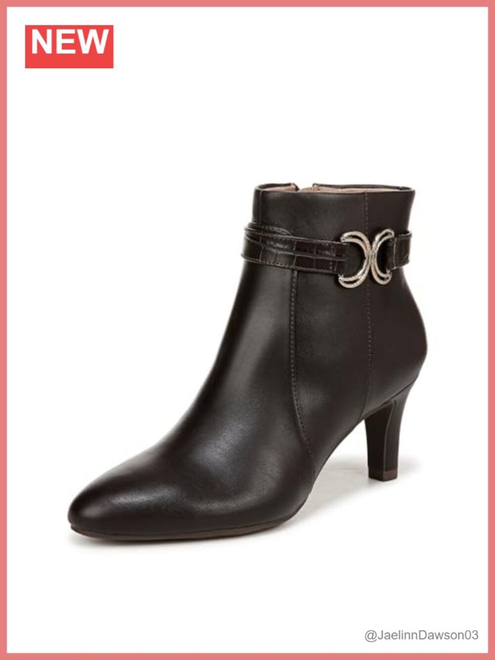 Faux Leather Ankle Booties with Zip & Buckle - Office to Evening